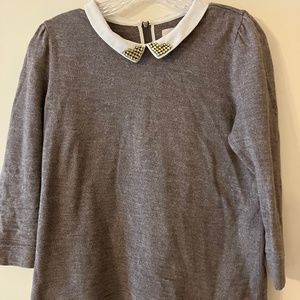 Loft gray Peter Pan collar top-medium